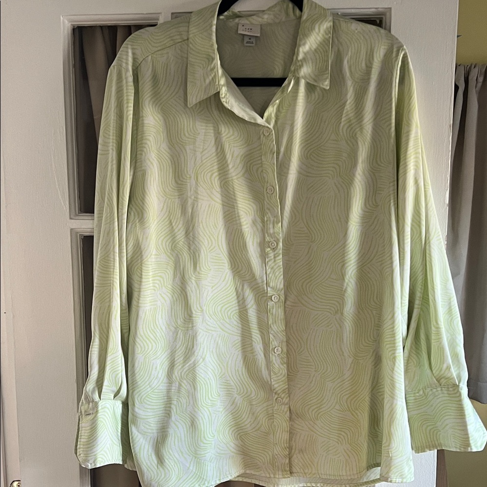 A New Day Light Green Patterned Blouse